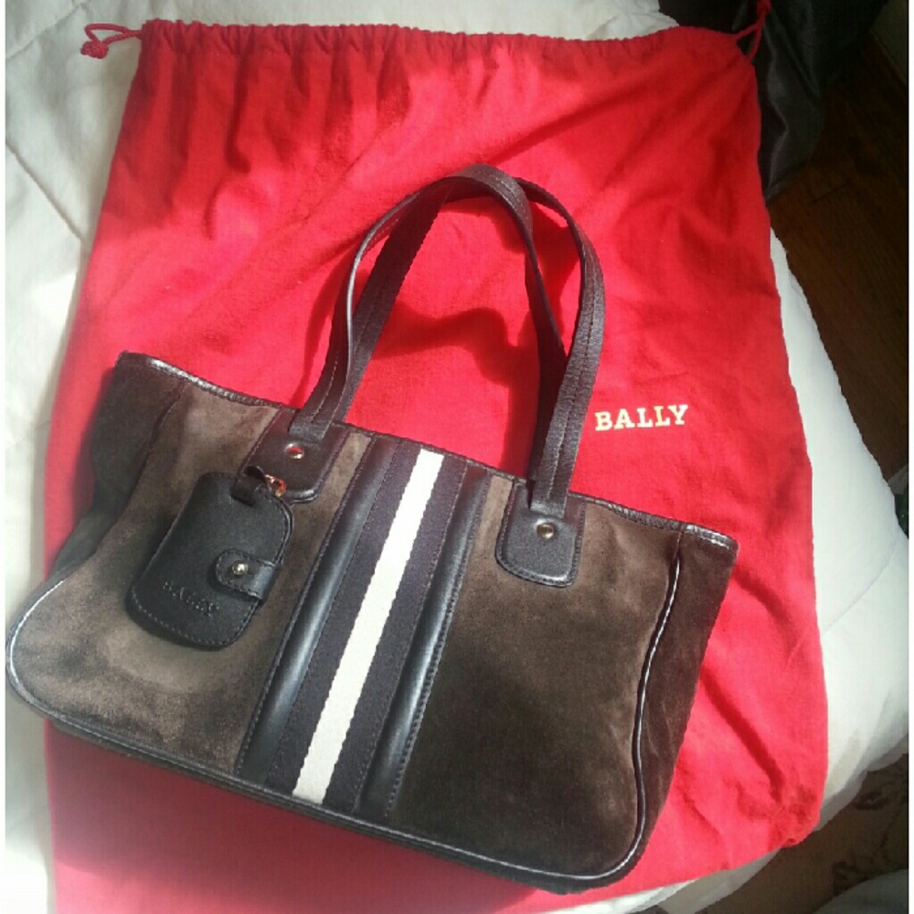 Bally Brown and White Suede Tote Bag